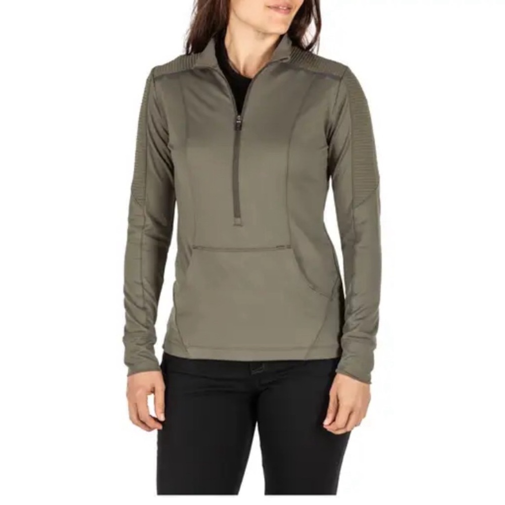 Women's 5.11 Tactical Avery 1/2 Zip Green Front Pocket Pull Over Top